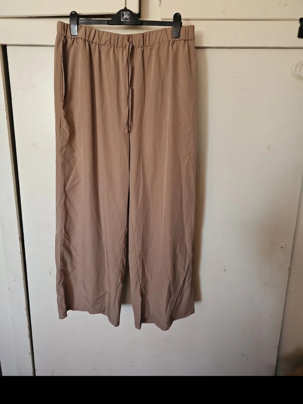 SHEIN Taupe Wide-Leg Drawstring Pants